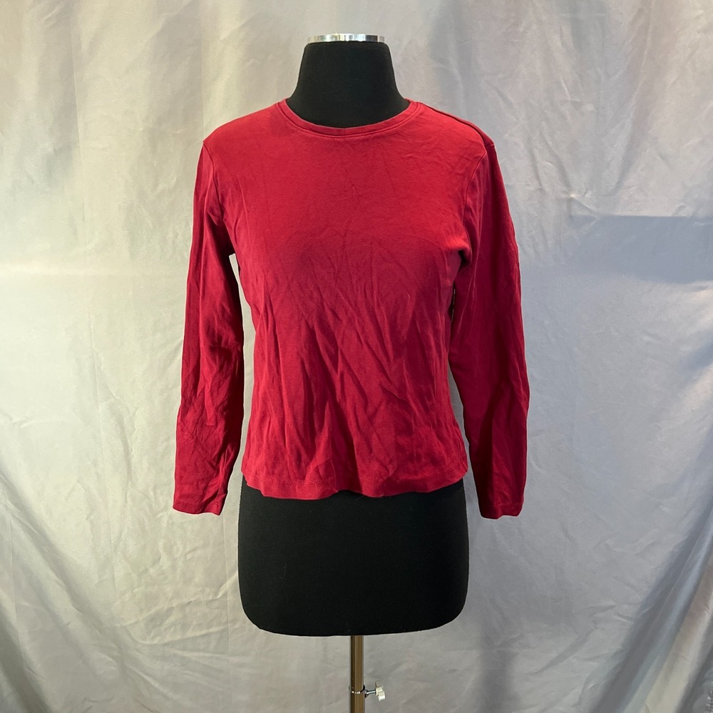 L.L. Bean Long Sleeve T Shirt Womens Small Petite Vibrant Red Layering Piece